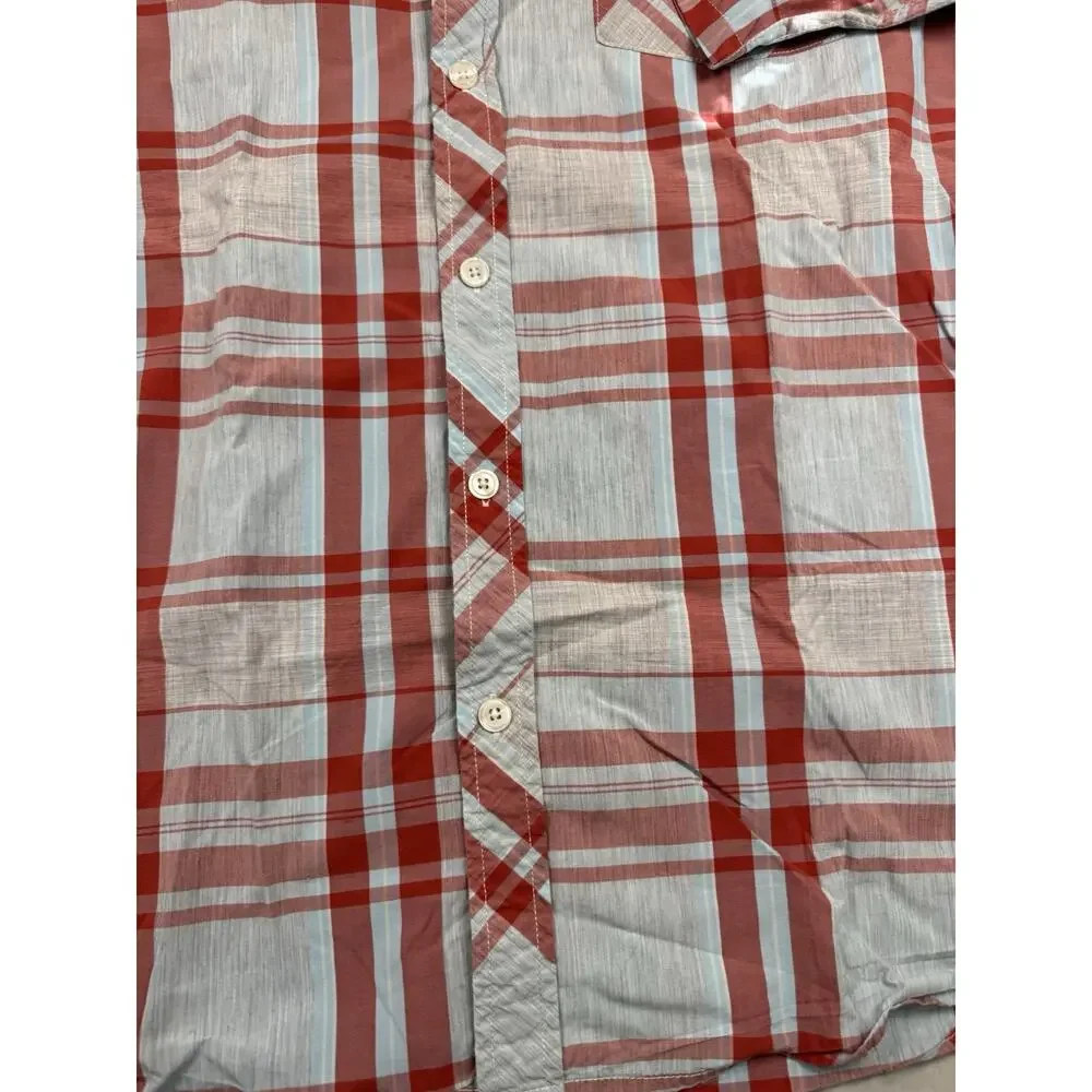 The North Face Plaid Button Front Shirt Mens Medium Red Blue Casual